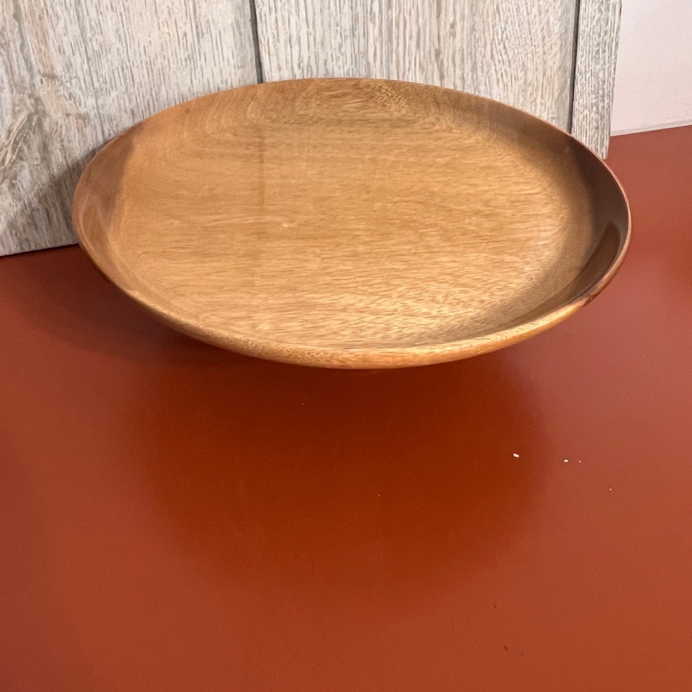 Vtg Solid myrtle Wood Pedestal Fruit Bowl Cake Stand Mid Century Modern 8 Inch